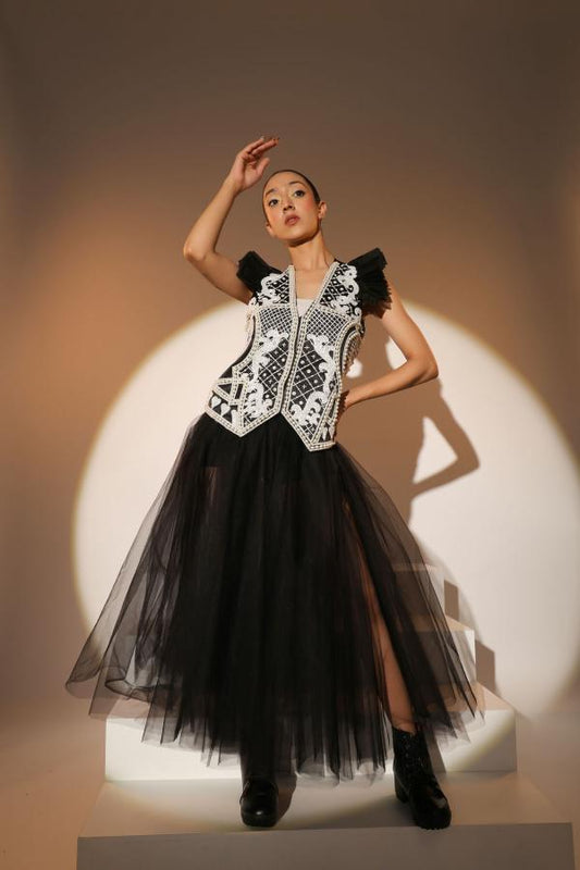 BLACK WAIST COAT AND SKIRT