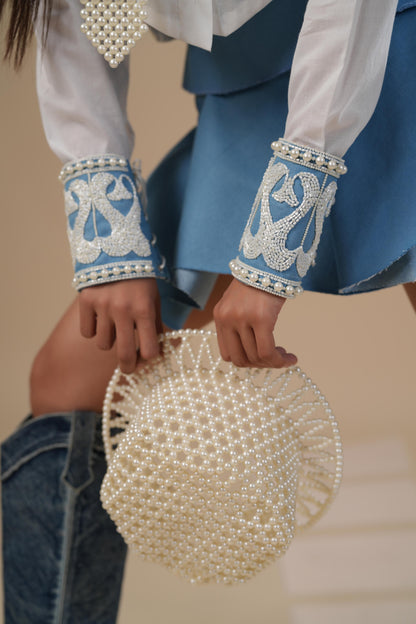 DENIM PEARL CUFFS