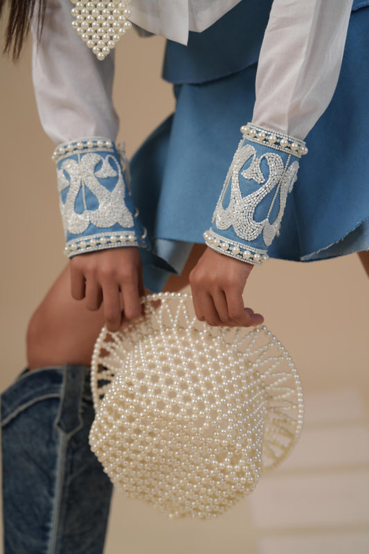 DENIM PEARL CUFFS