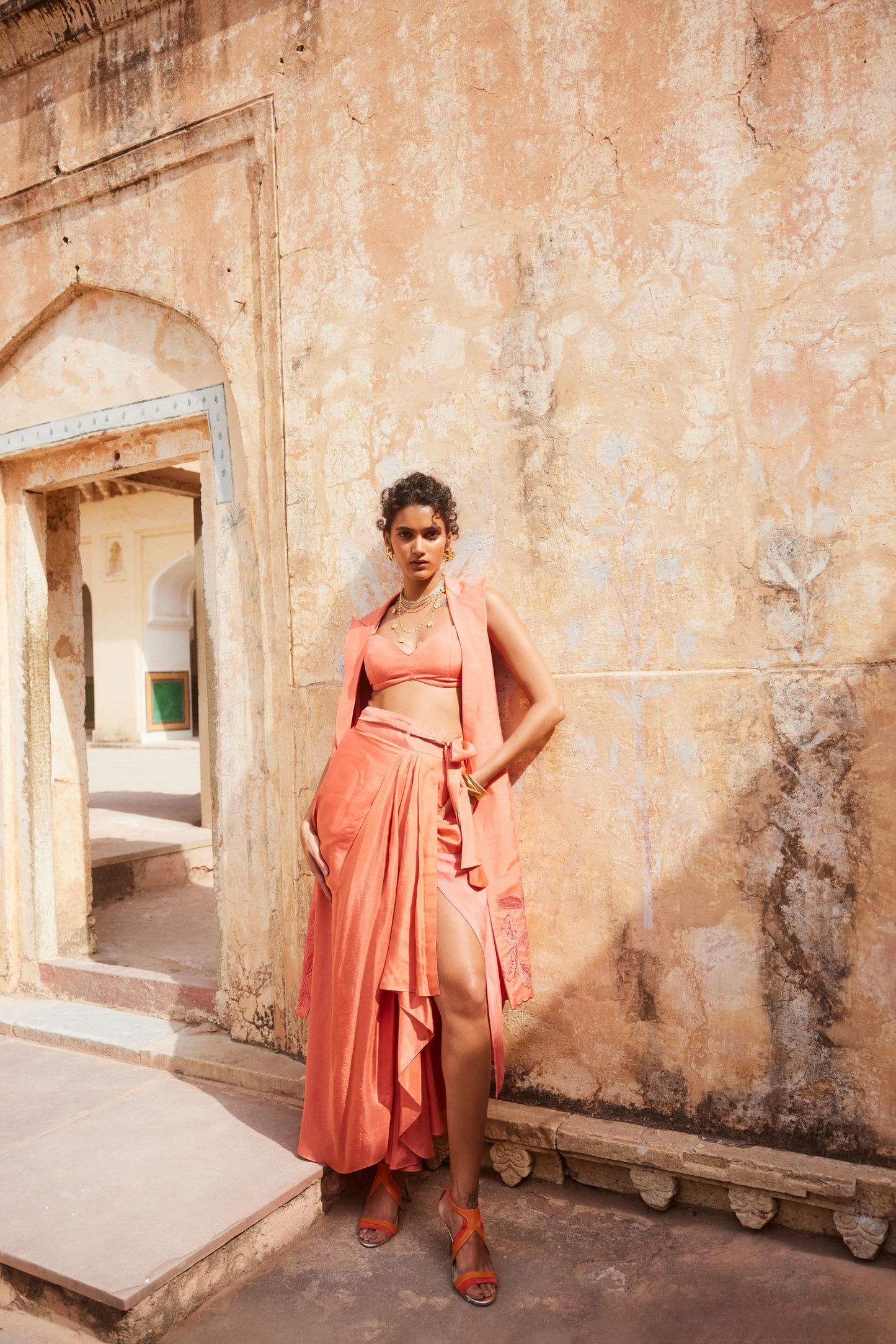 CORAL SKIRT & JACKET SET