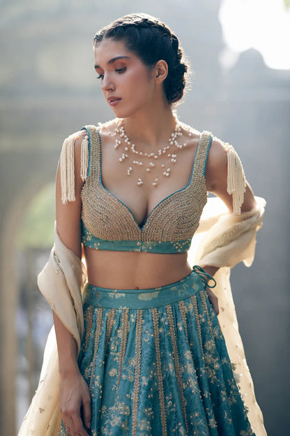 ICE BLUE LEHENGA SET