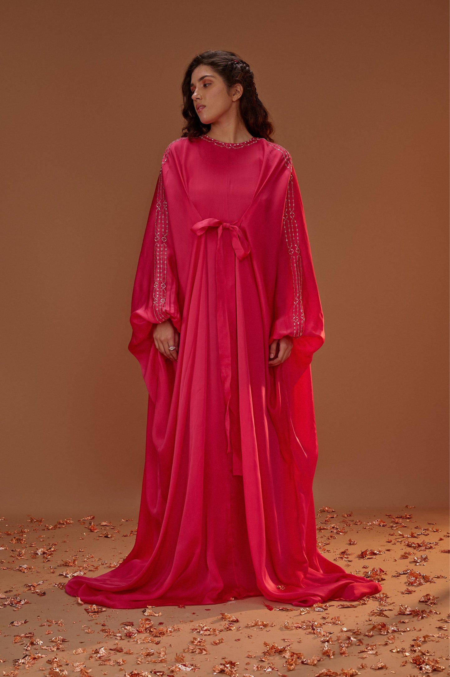 HOT PINK TIE UP KAFTAN