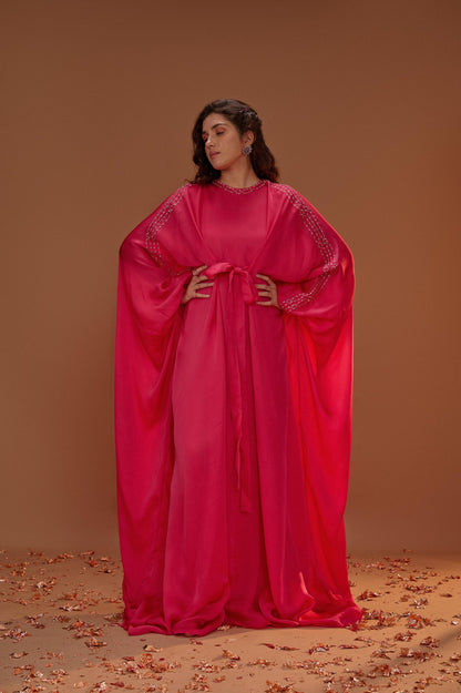 HOT PINK TIE UP KAFTAN