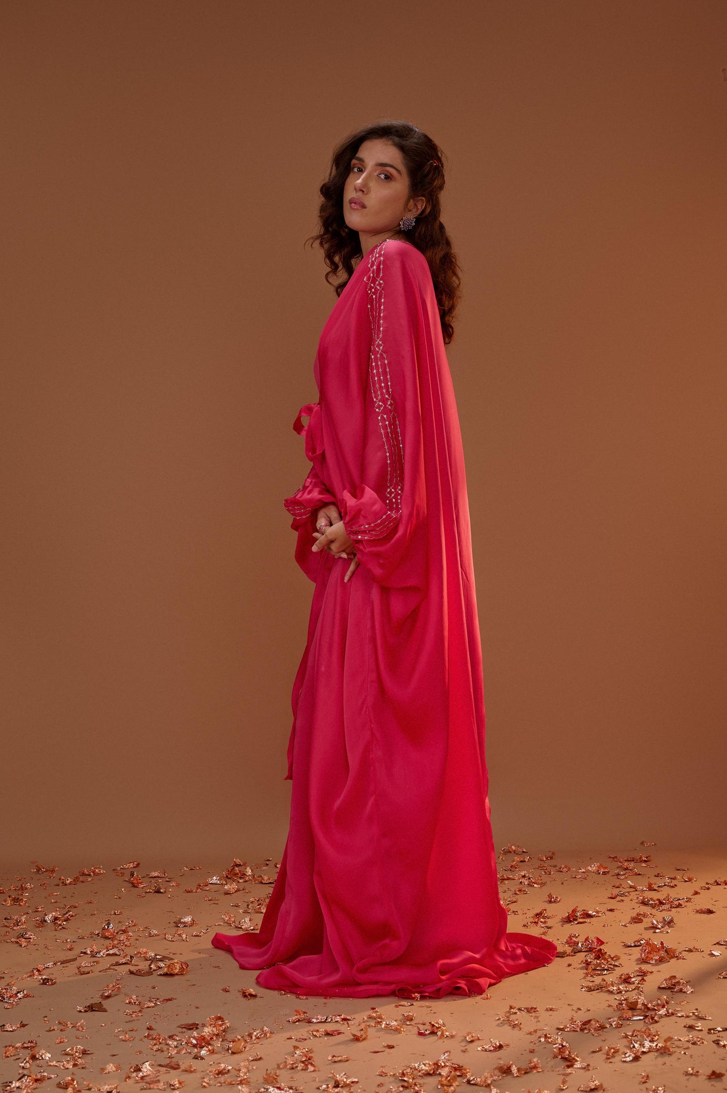 HOT PINK TIE UP KAFTAN