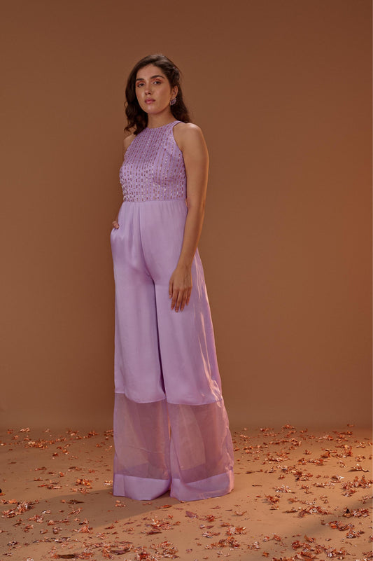 LILAC HLATER NECK JUMPSUIT