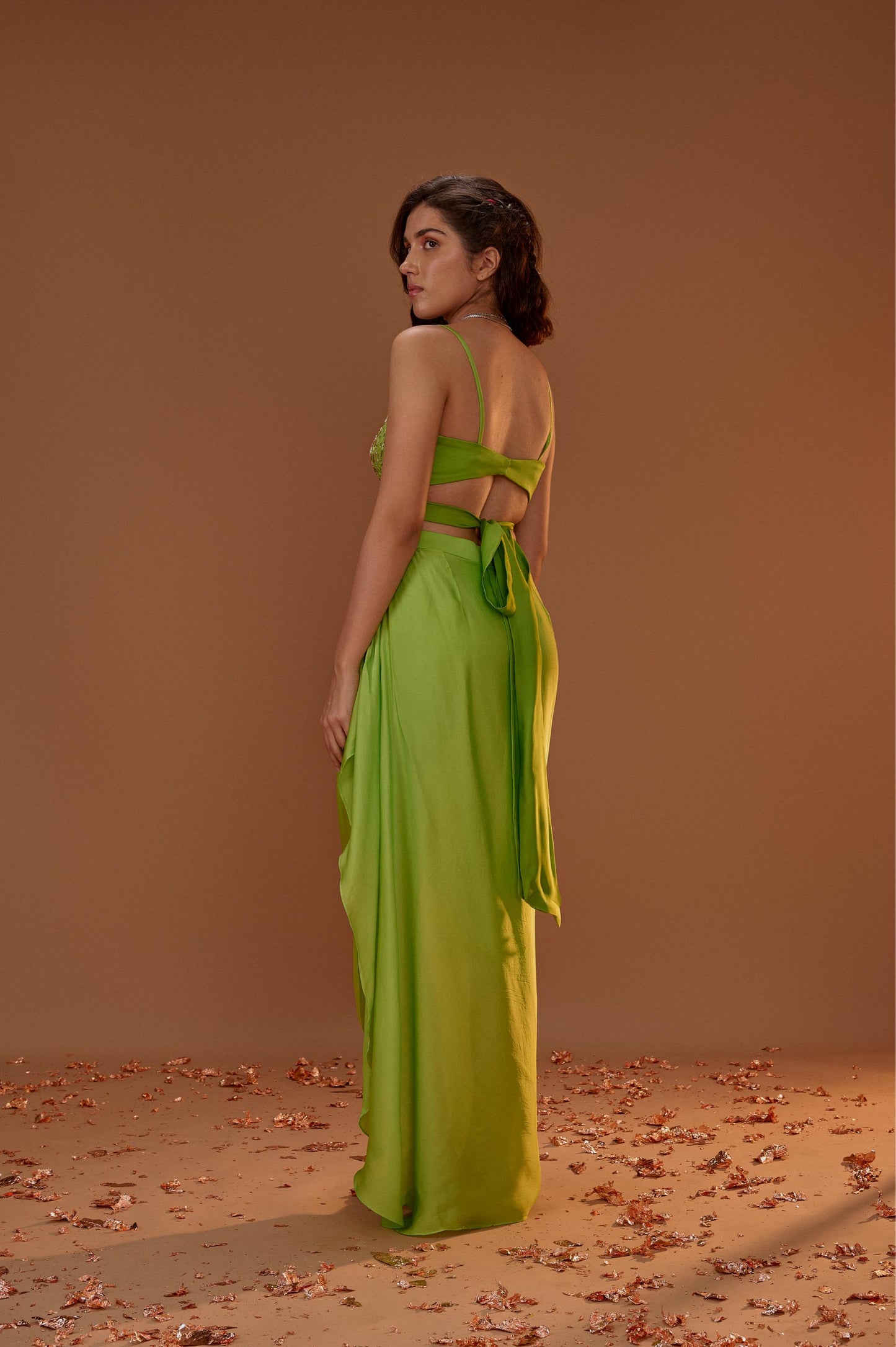 GREEN DHOTI WITH BUSTIER