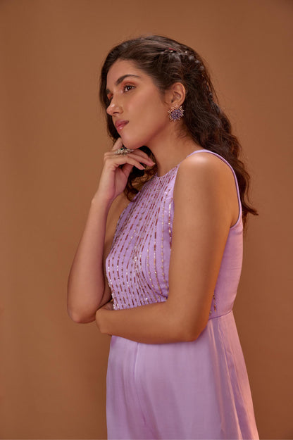 LILAC HLATER NECK JUMPSUIT