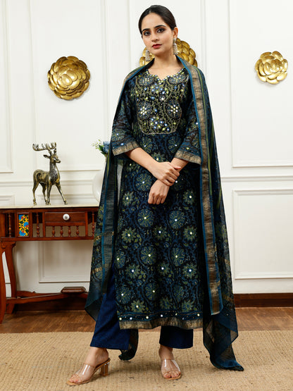 BLUE SILK KURTA SET