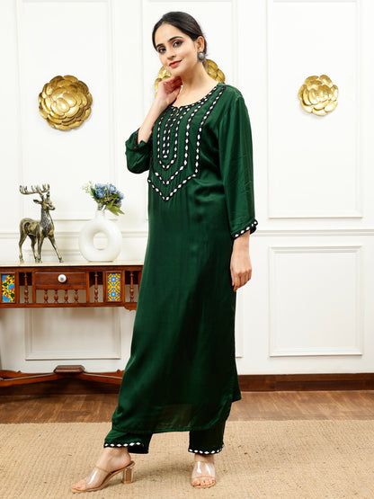 GREEN SILK KURTA SET