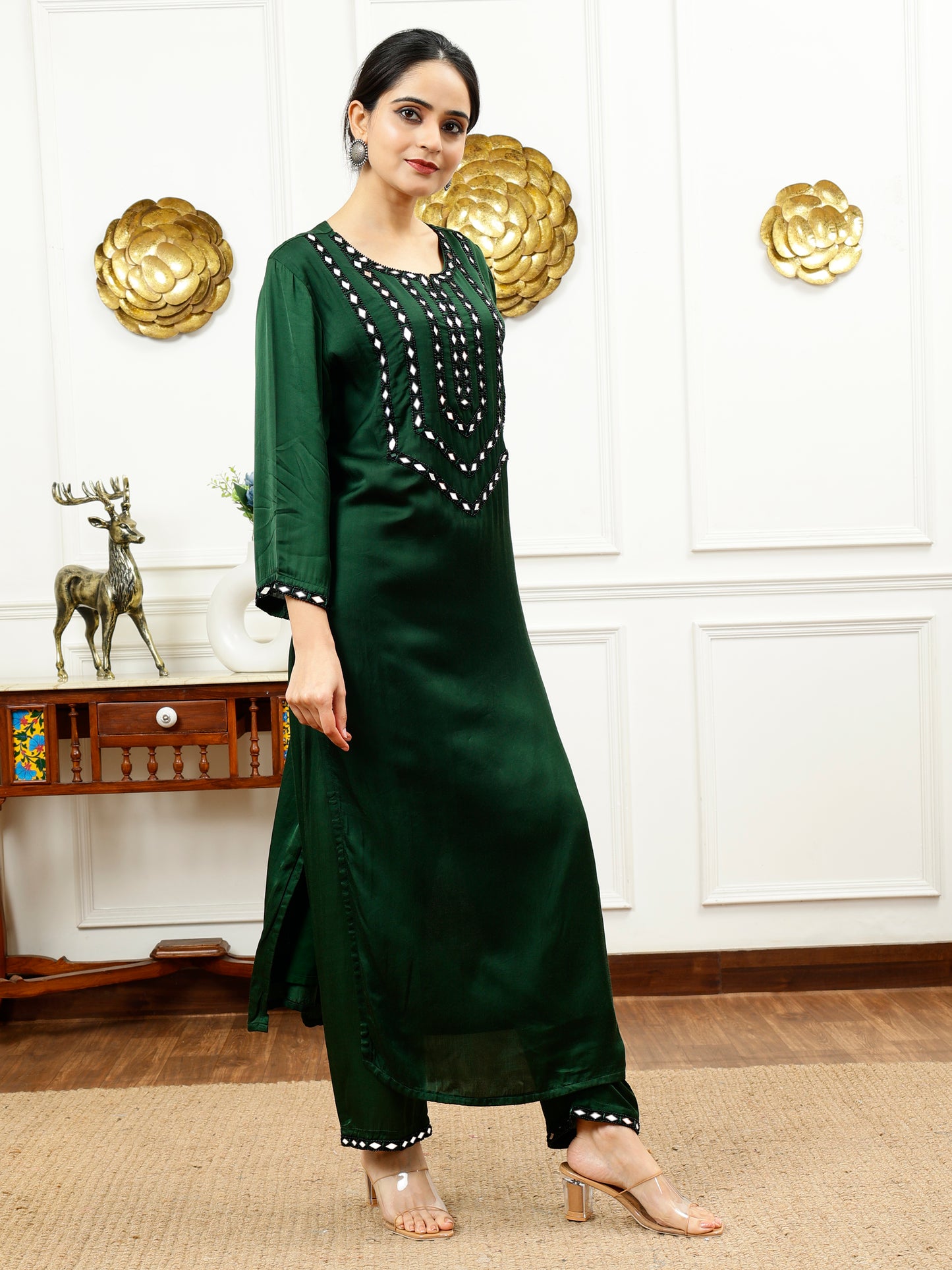 GREEN SILK KURTA SET