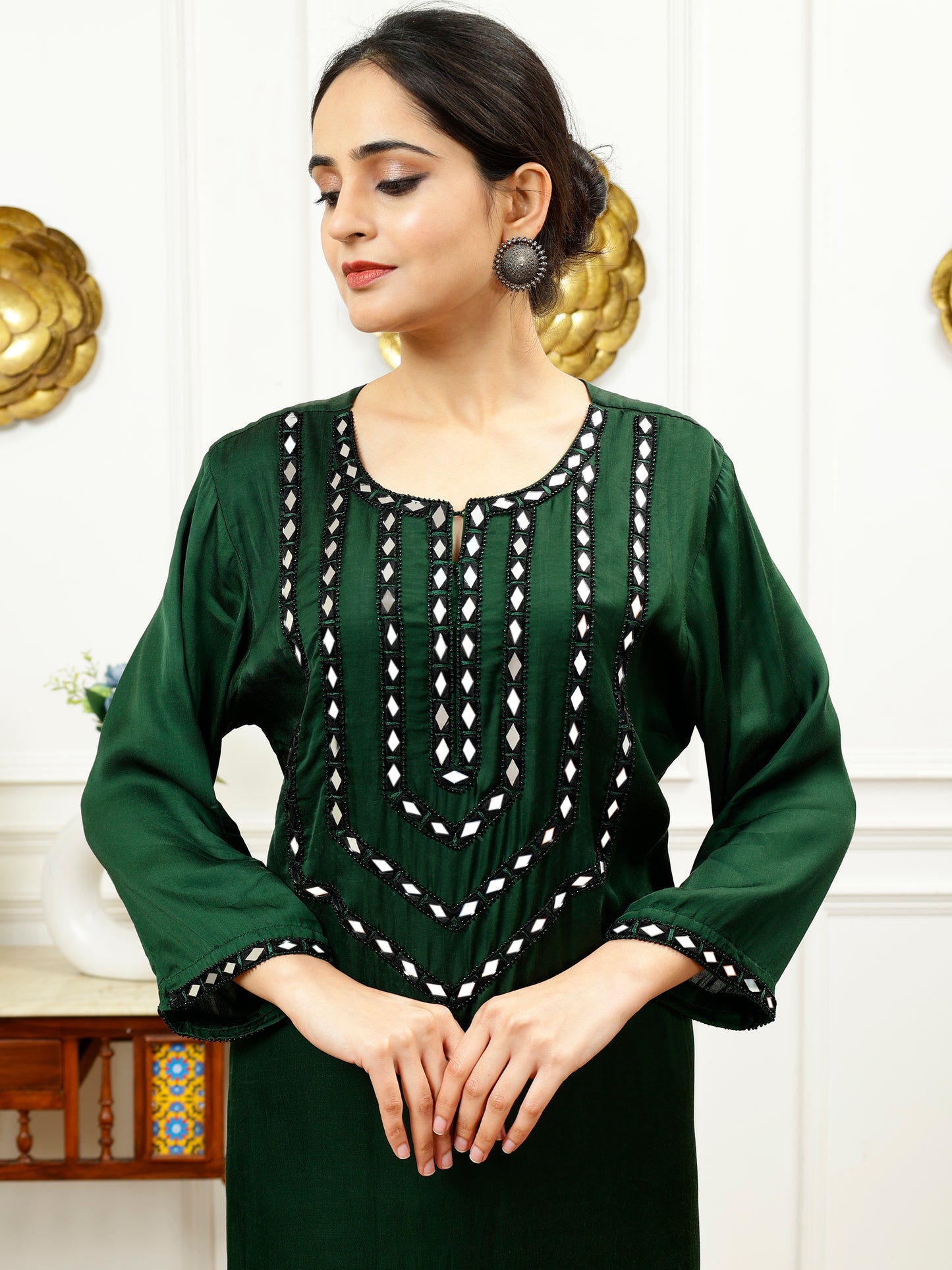 GREEN SILK KURTA SET