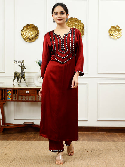 RUST SILK KURTA SET