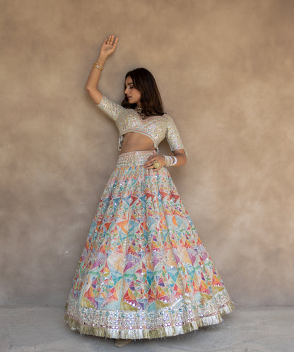 MULTICOLOUR PRINTED LEHENGA