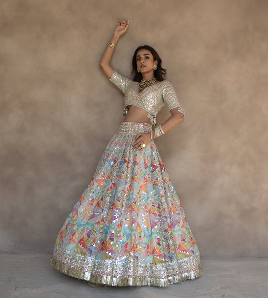 MULTICOLOUR PRINTED LEHENGA