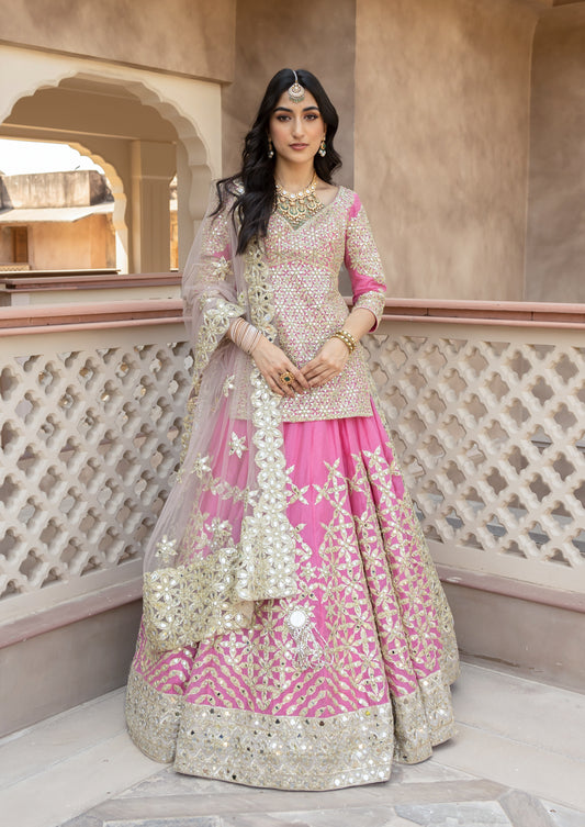 MONOTONE GOTTA EMBELLISHED LEHENGA WITH NEUTRAL SHADE DUPPATA