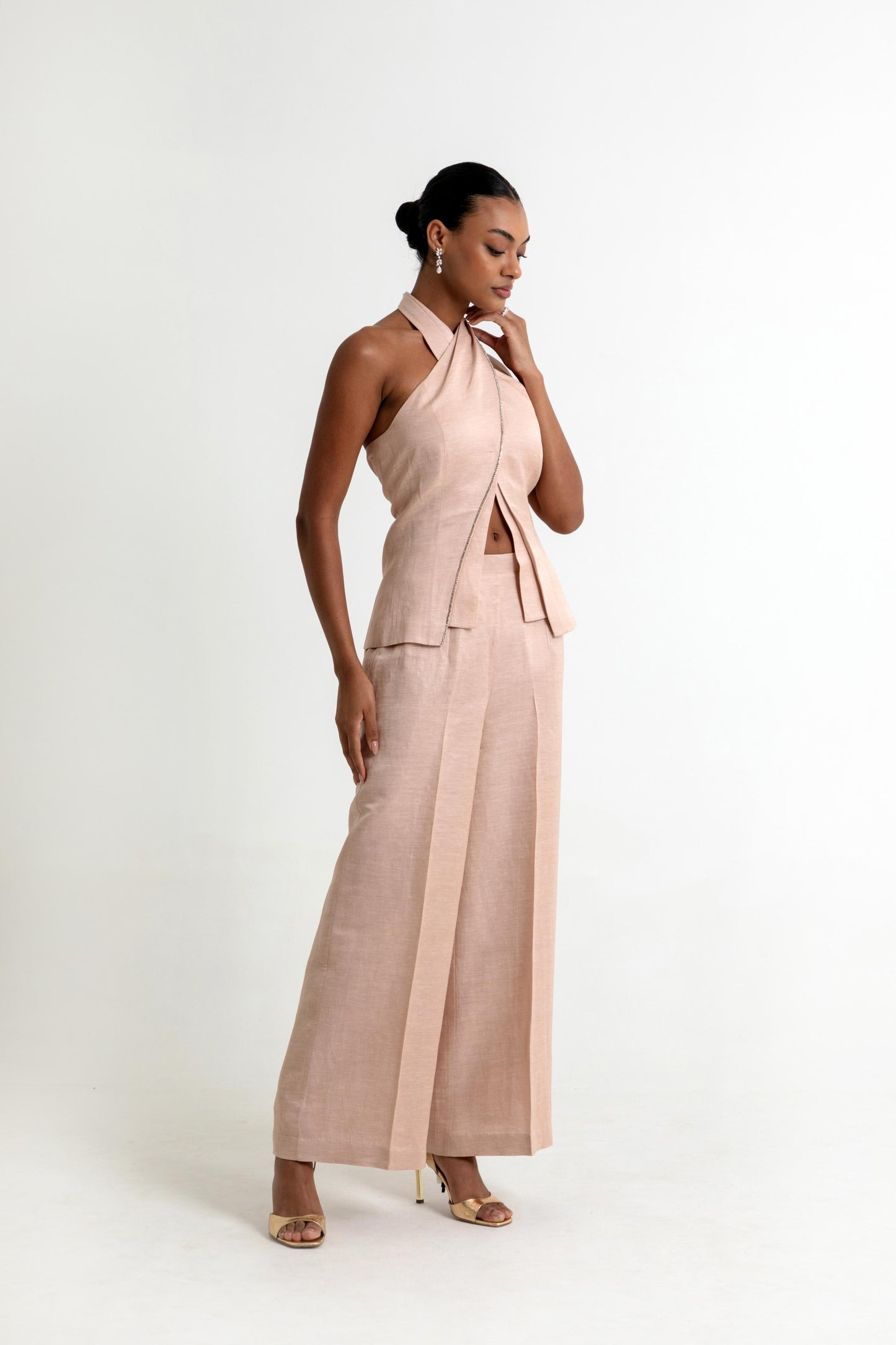 SKYE CO-ORD SET IN PEACH DUST