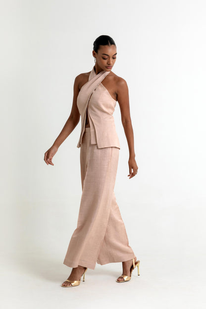 SKYE CO-ORD SET IN PEACH DUST