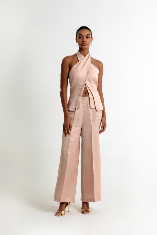 SKYE CO-ORD SET IN PEACH DUST