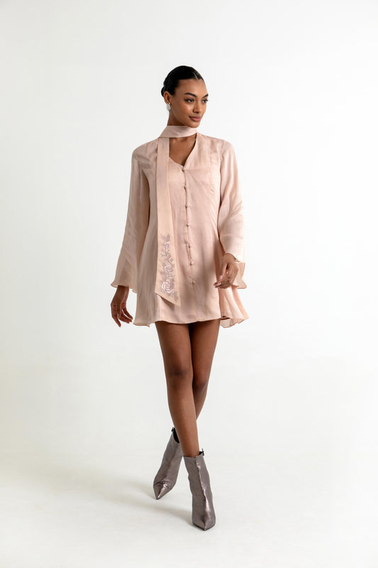 AUBRIELLE DRESS IN PEACH DUST