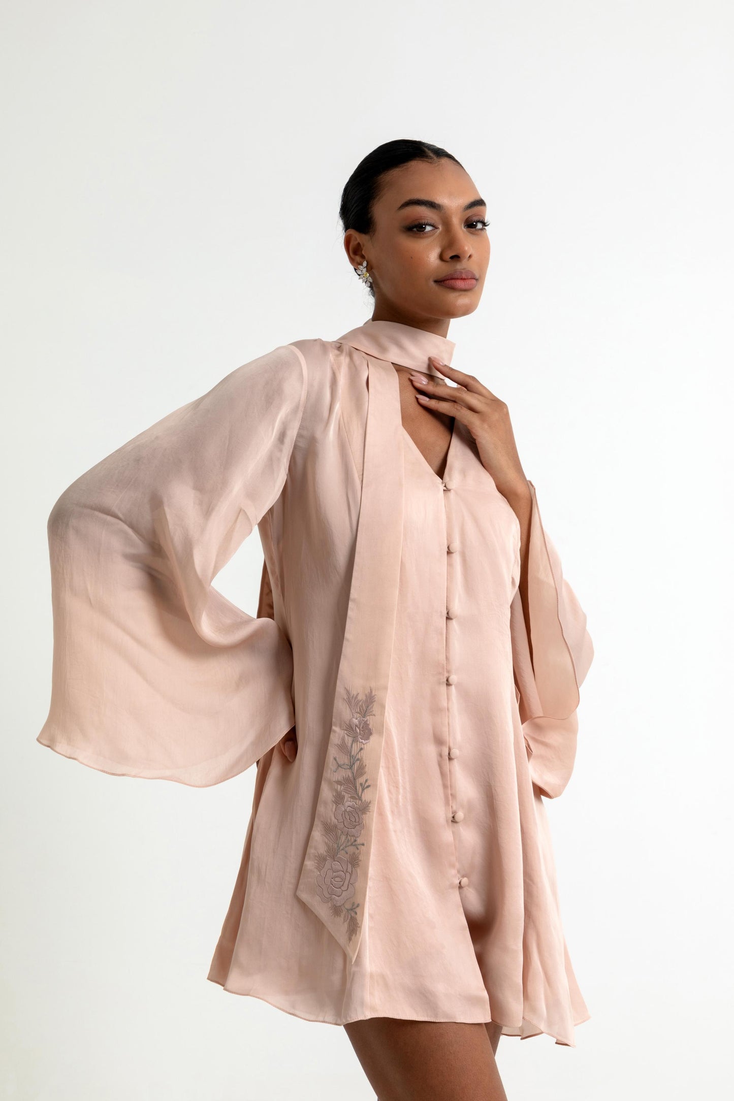 AUBRIELLE DRESS IN PEACH DUST