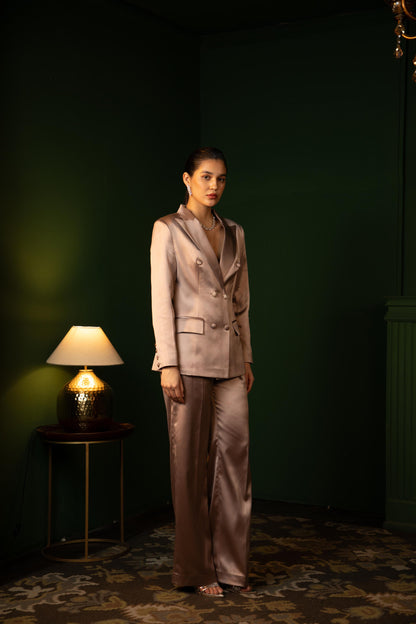 DOUBLE BREASTED LIQUID SCULPTED SUIT ENSEMBLE