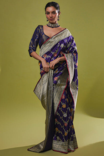 BLUE KATAN SILK SAREE