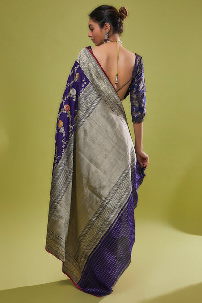 BLUE KATAN SILK SAREE