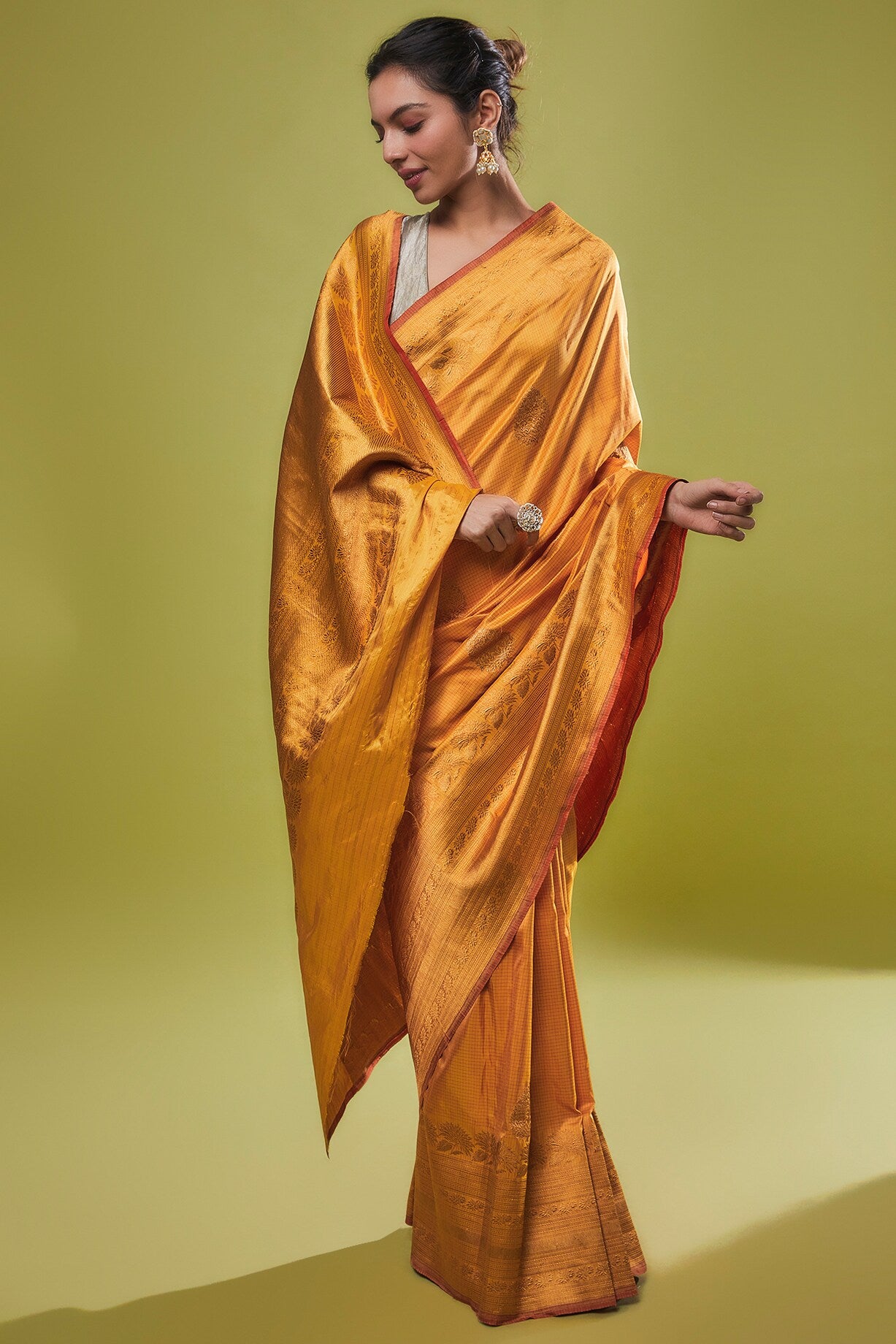 SUN YELLOW KANJEEVARAM SILK SAREE