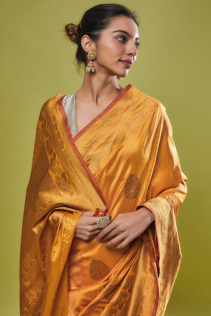 SUN YELLOW KANJEEVARAM SILK SAREE