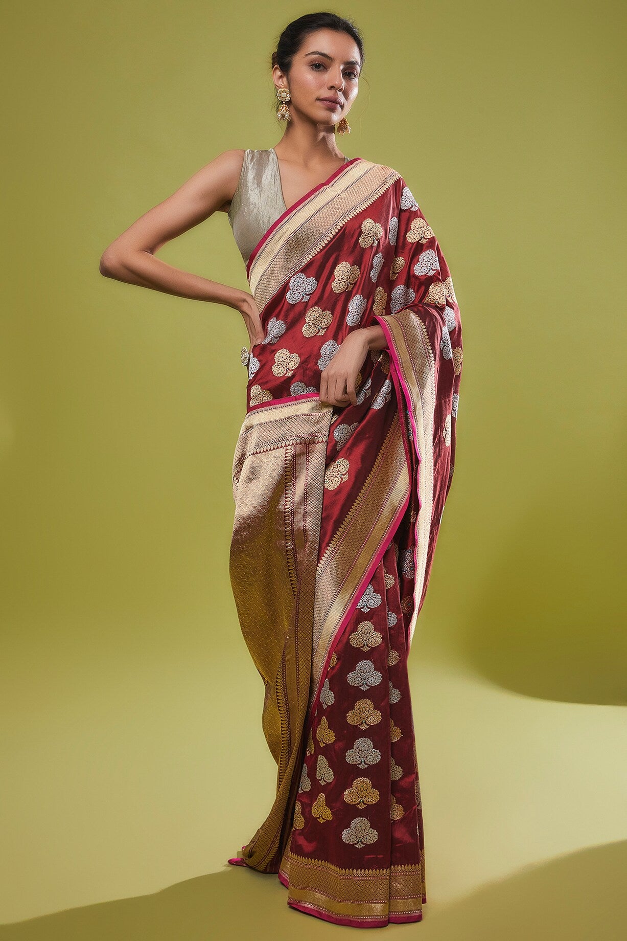 MAROON KATAN SILK SAREE