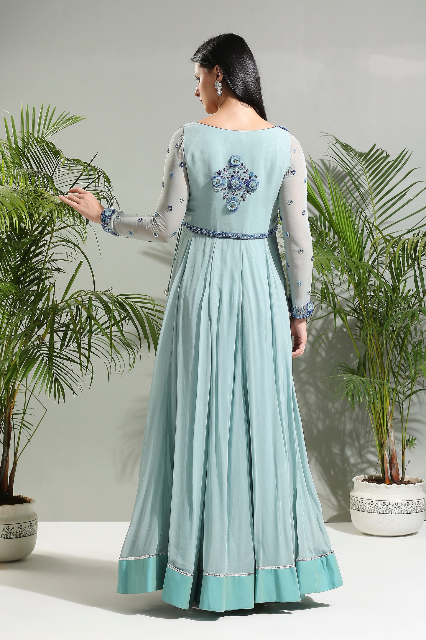 DUSTY BLUE ANARKALI SET