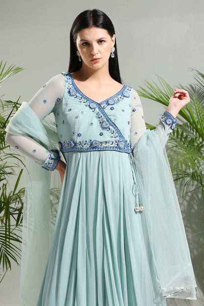 DUSTY BLUE ANARKALI SET