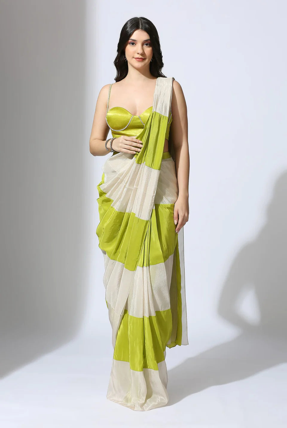 COLOR BLOCK SAREE SET