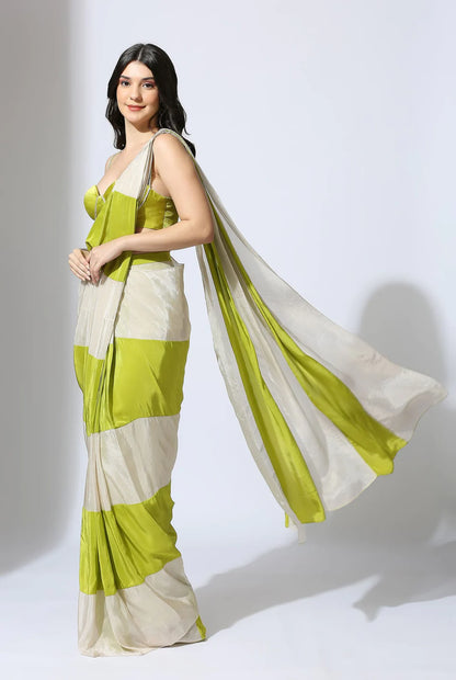 COLOR BLOCK SAREE SET