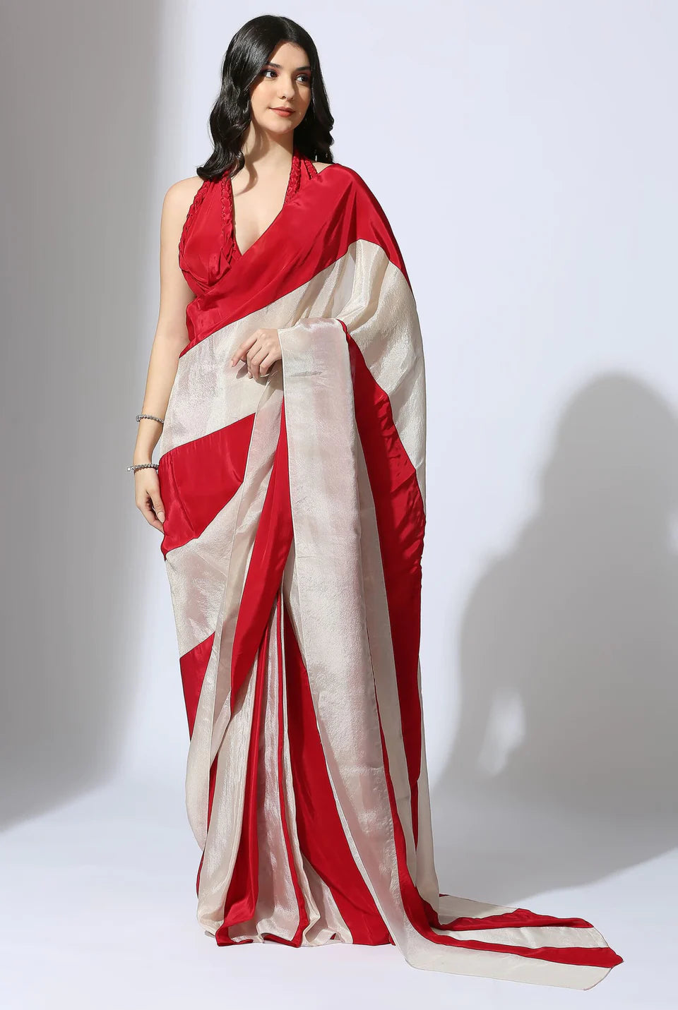 STRIPE COLOUR BLOCK SAREE