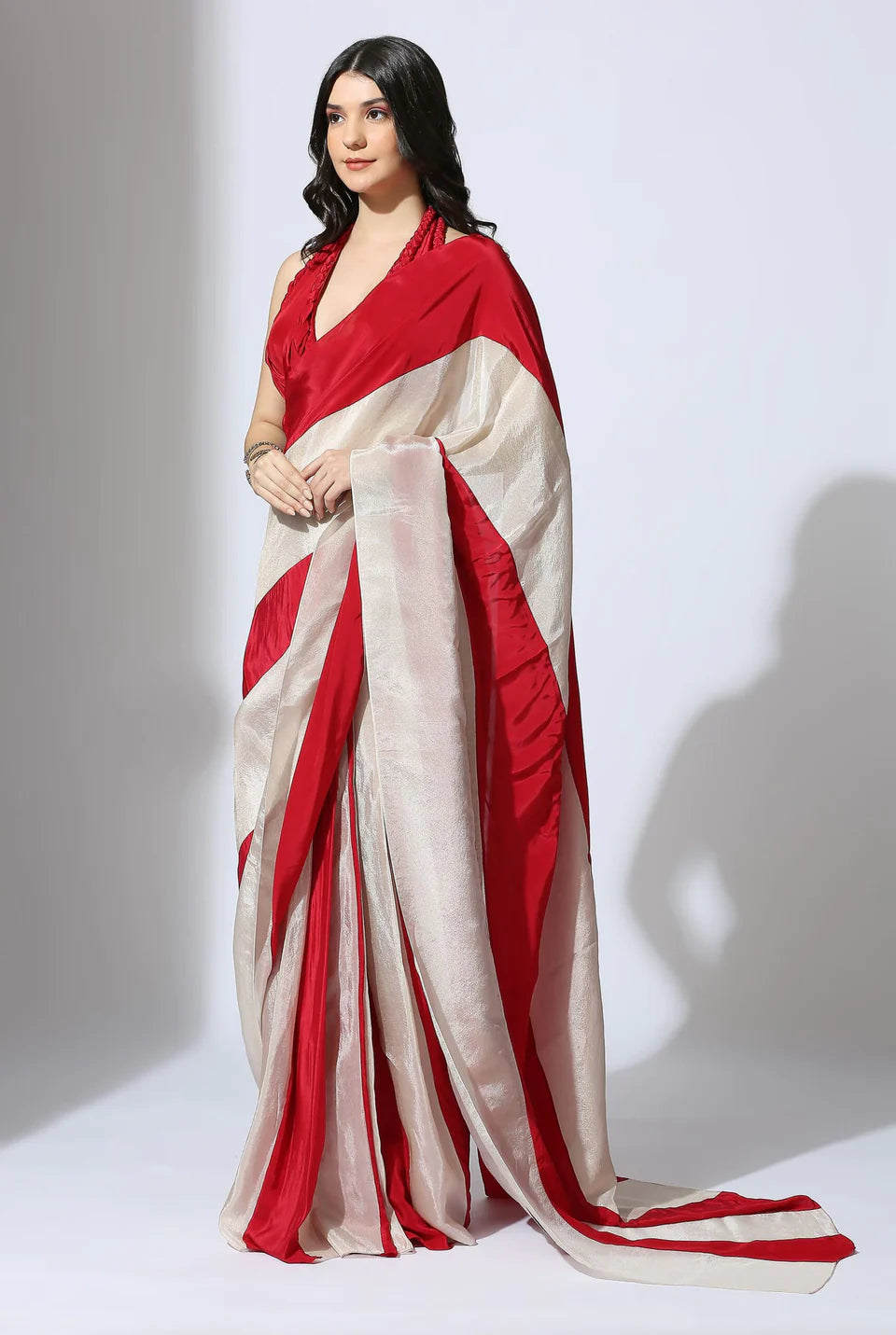 STRIPE COLOUR BLOCK SAREE