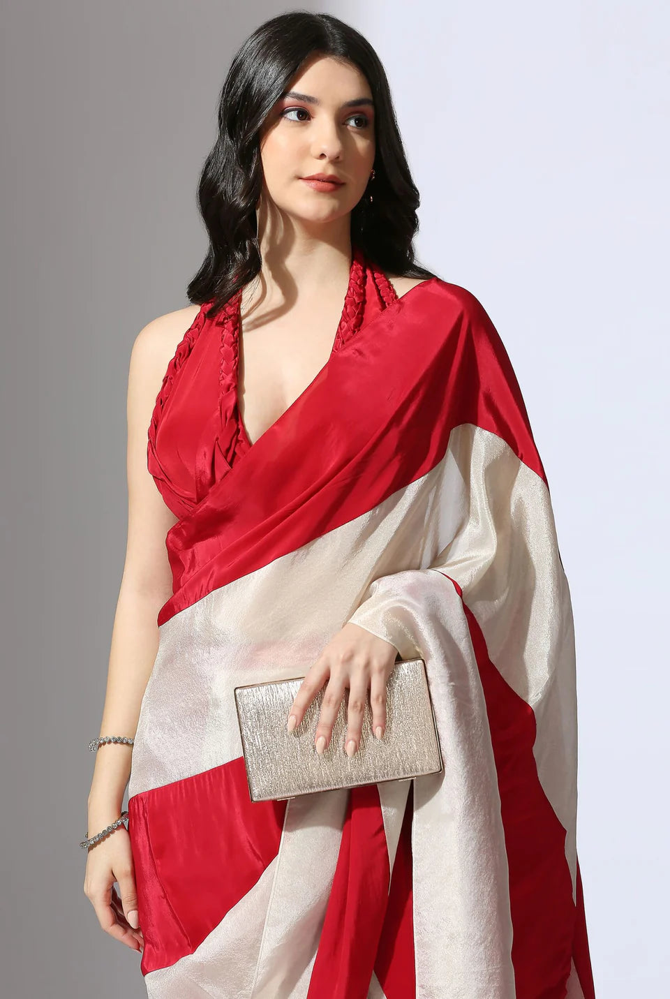 STRIPE COLOUR BLOCK SAREE