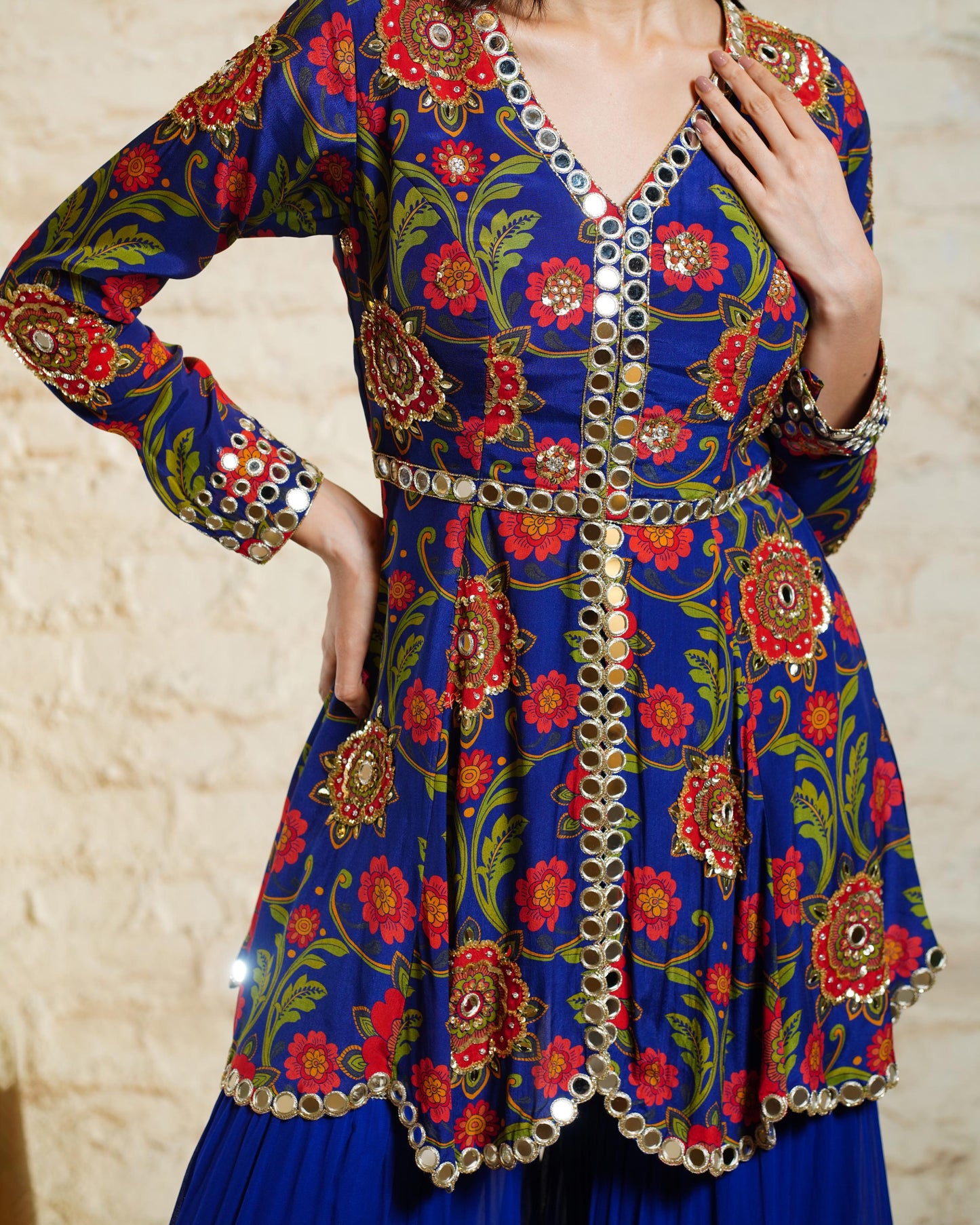 ROOH BLUE PEPLUM & SHARARA