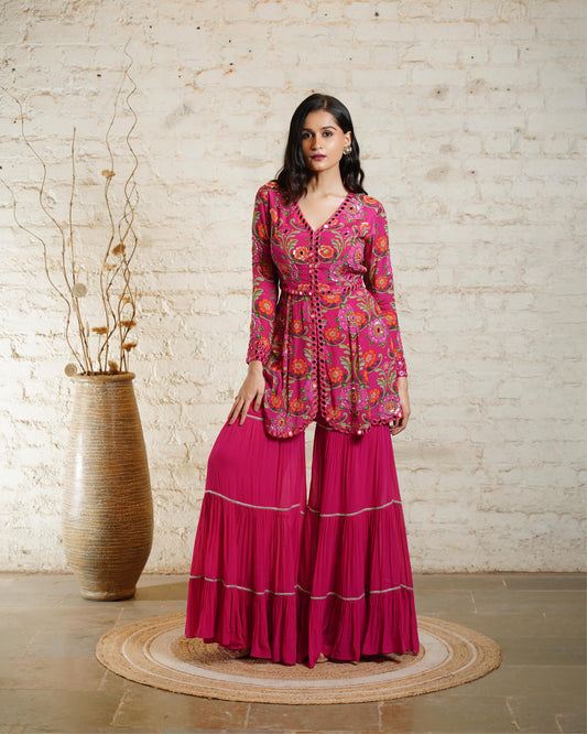 ROOH PINK PEPLUM & SHARARA