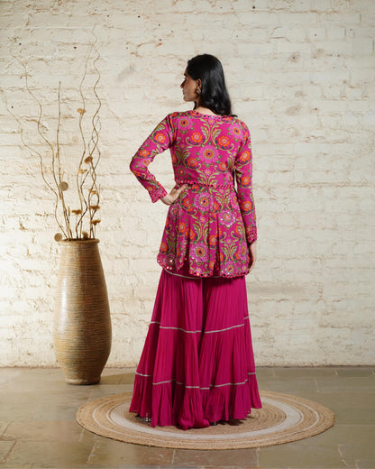 ROOH PINK PEPLUM & SHARARA