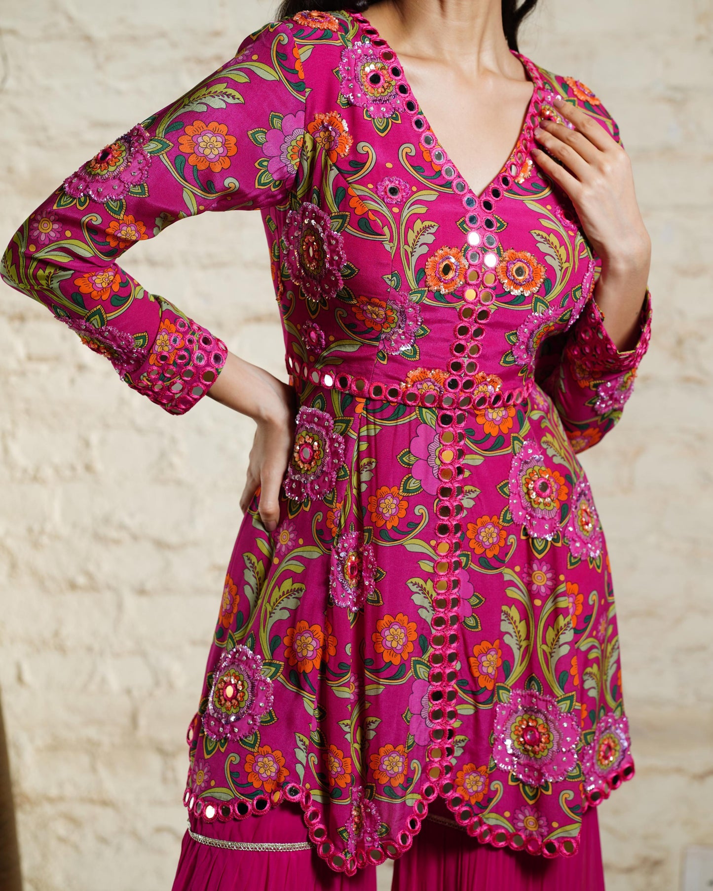 ROOH PINK PEPLUM & SHARARA