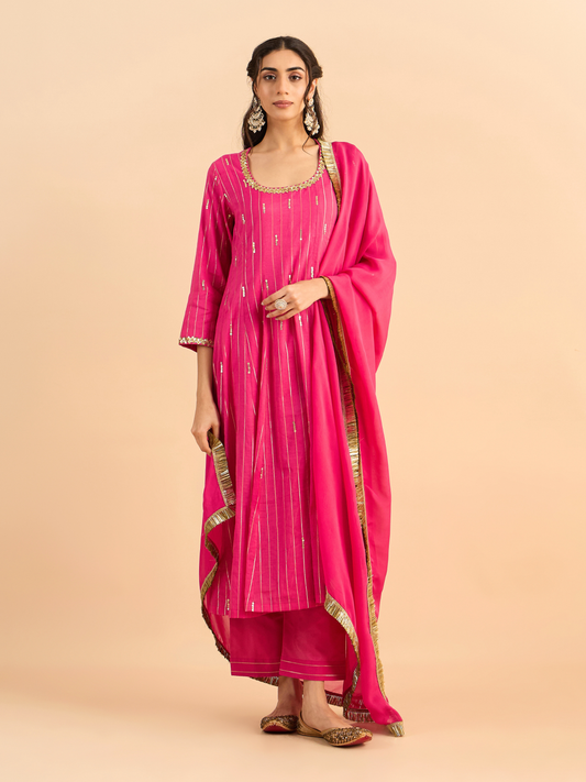 PINK CHAHAT KURTA SET