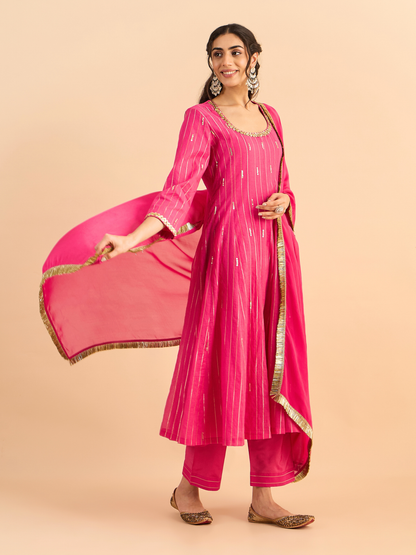 PINK CHAHAT KURTA SET
