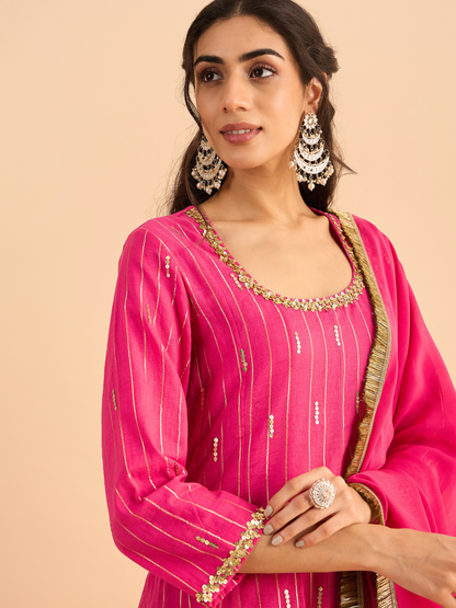 PINK CHAHAT KURTA SET