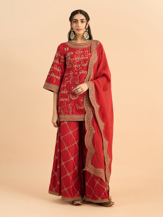 RED MEHRBAN KURTA SET