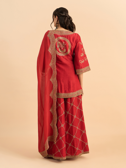 RED MEHRBAN KURTA SET