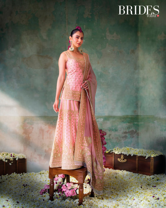 TASNIM - PINK KURTA SET WITH SHARARA & DUPATTA