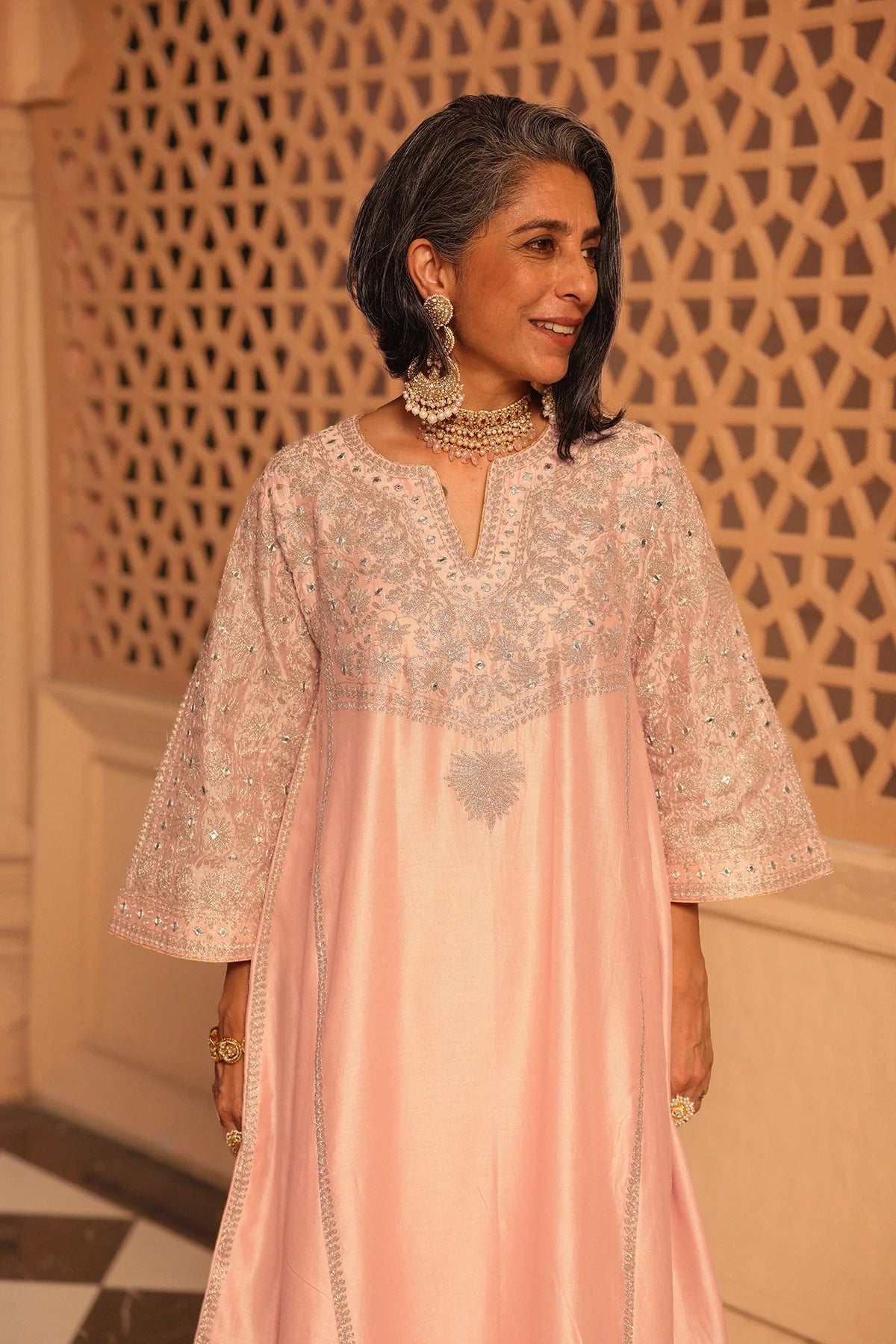 AIMAN - SHORT KNEE LENGTH CHOGA WITH SALWAR
