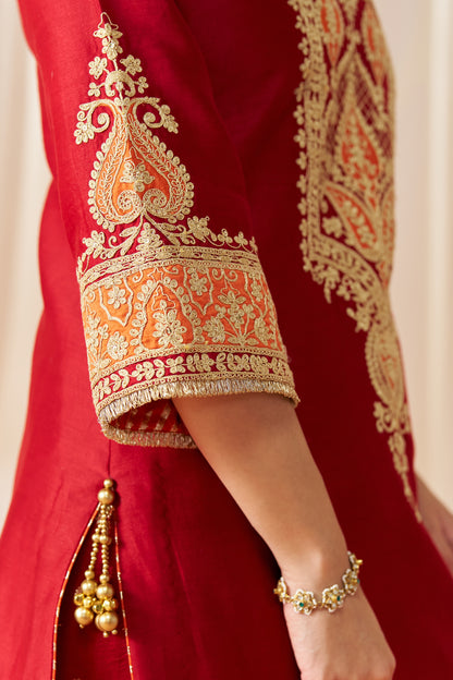 ADEELA DEEP RED KURTA WITH SALWAR AND DUPATTA