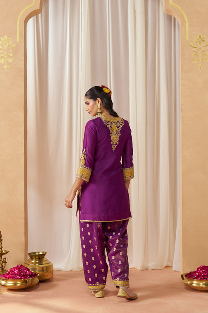 ADEELA DEEP PURPLE KURTA WITH SALWAR AND DUPATTA